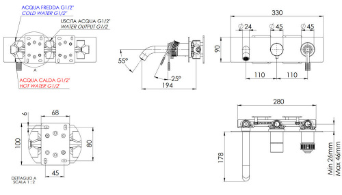 Смеситель для ванны Remer Atelier AL54D3