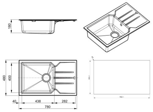Мойка для кухни Alveus Granital RECORD 40 G81 CONCRETE 1144498