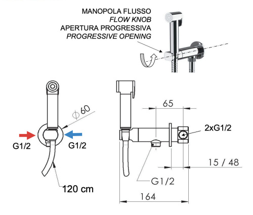 Гигиенический душ Remer X Style N64WCFP, чёрный брашированный хром