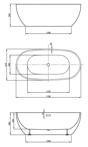Ванна акриловая Vincea VBT-408-1700MW