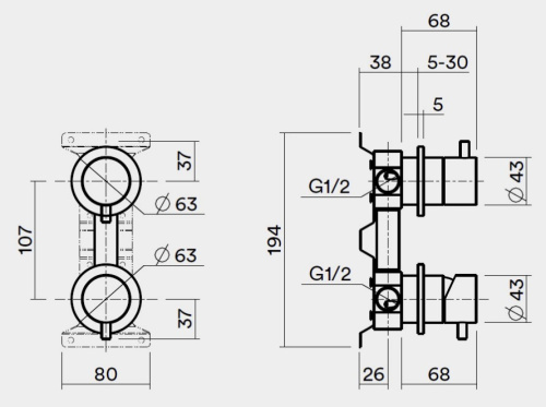 Встраиваемая часть смесителя QuadroDesign IN047AS