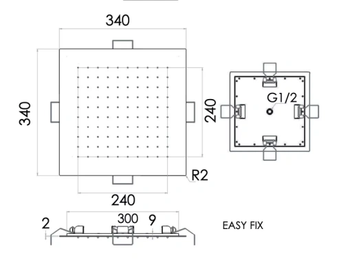 Верхний душ Remer 357EFS34BG, золото брашированное