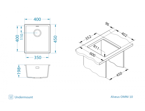 Мойка для кухни Alveus OMNI 10 Granital DEEP BLACK-G90 400x450x198 1150042