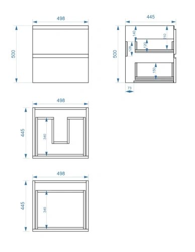 Тумба подвесная Vela Мира 50П под Bazis (белый мат) TU6994