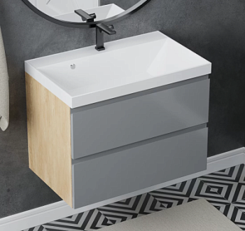 Тумба подвесная Vela Мира Лайт 80П под Classica (небраска/серый) TU66275