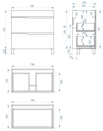 Тумба напольная Vela Вектор 80Н с ф.п под Absolute TU28146
