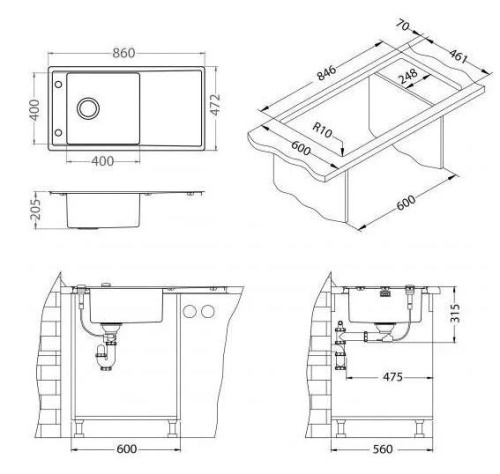 Мойка для кухни Alveus STRICTO 20 KMB 90 FI 860x472 1124364