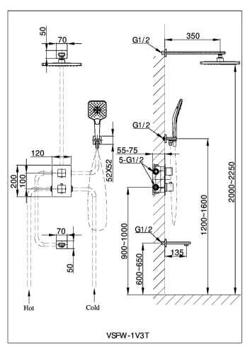 Душевая система Vincea Next VSFW-1N3TMB
