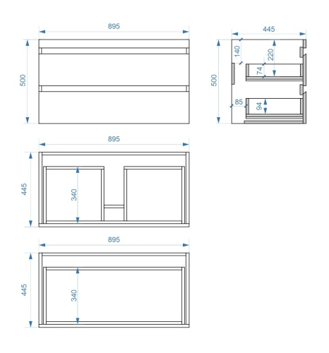 Тумба подвесная Vela Каскад Премиум 90П под Classica (дуб галифакс олово) TU619010