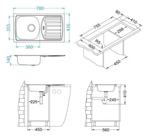 Мойка для кухни Alveus BASIC 150 LEI-60 NEW 780x435 1136531