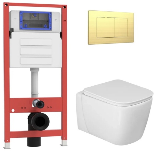 Комплект Oliveeka инсталляция OL-MQ-003 с унитазом OL-G1 и кнопкой OL-E12-BG