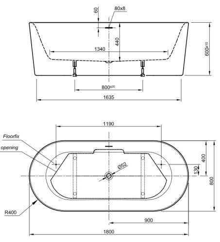 Ванна акриловая Knief Fresh 180X80 0100-230