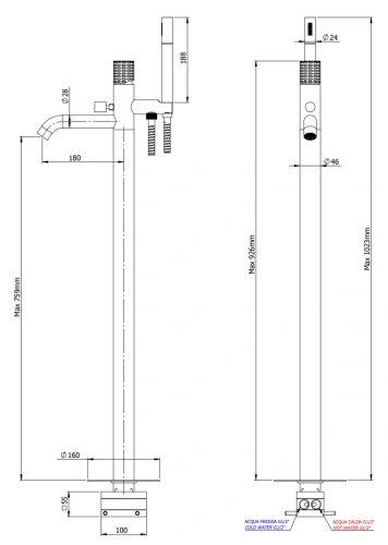 Смеситель для ванны Remer Celebrity CEC08XV, сталь