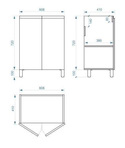 Тумба напольная Vela Мира 60Н двери под Forest TU27156