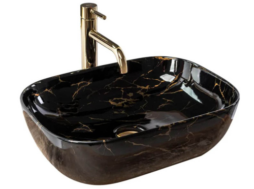 Умывальник Rea Belinda Black Marble Shiny U8907