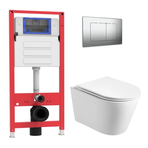 Комплект Oliveeka инсталляция OL-MQ-003 с унитазом OL-6016 и кнопкой OL-E12-BN