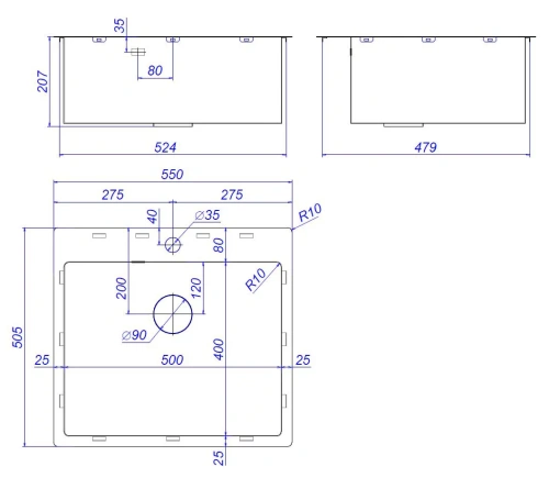 Мойка кухонная Zorg ZRN 5055 premium PVD Gunblack