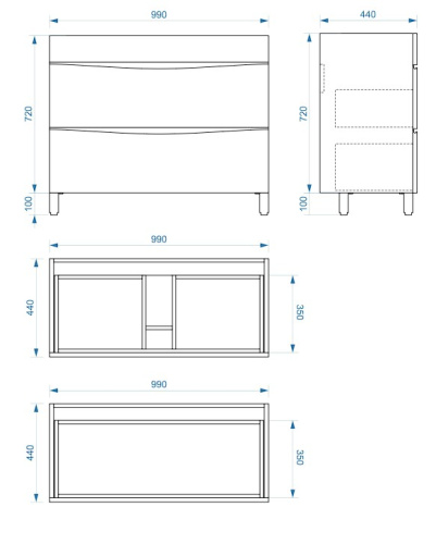 Тумба напольная Vela Бриз 100Н под Classica TU270601