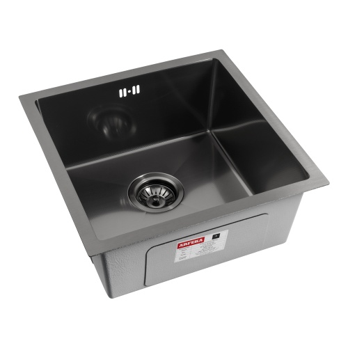 Мойка кухонная Arfeka Eco AR 450*450 black PVD NANO decor millet grains