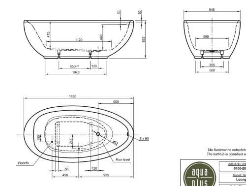 Ванна акриловая Knief LOUNGE 0100-289