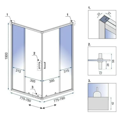 Душевой уголок Rea City Gold Brush 80x80 K6444