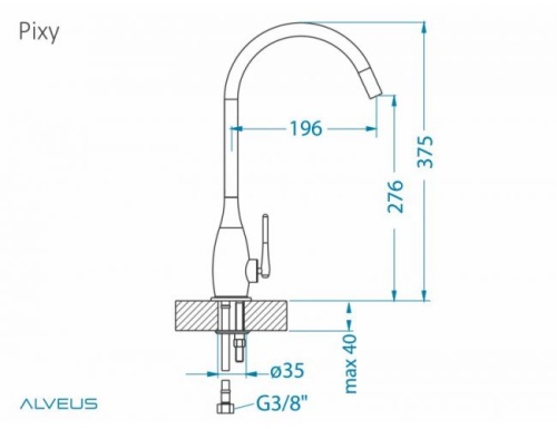 Смеситель для кухни Alveus PIXY CHR 1132175