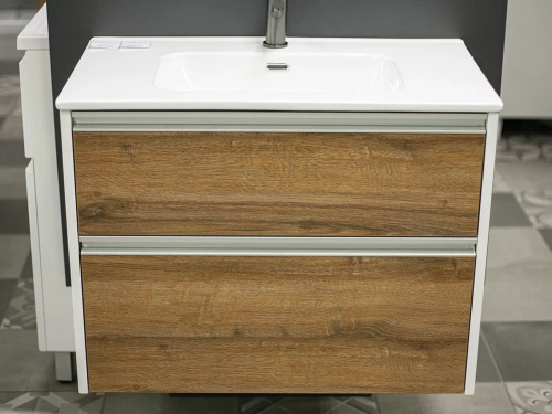 Тумба подвесная Vela 80П дуб шерман коньяк коричневый TU27151