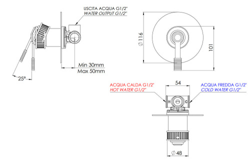 Смеситель для душа Remer Atelier AL30LNO, черный матовый