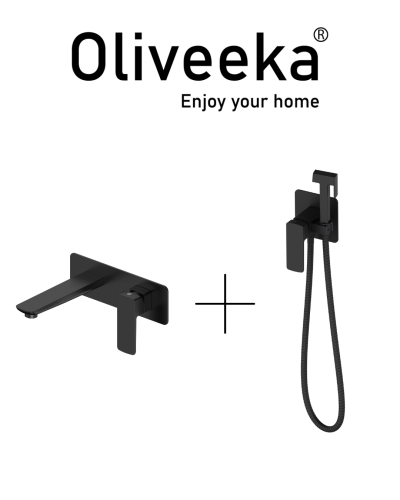 Гигиенический душ со смесителем Oliveeka OL-829003+869003-MB, черный матовый