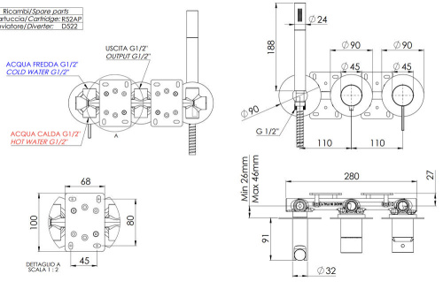 Смеситель для душа Remer Metrica MC97D2P