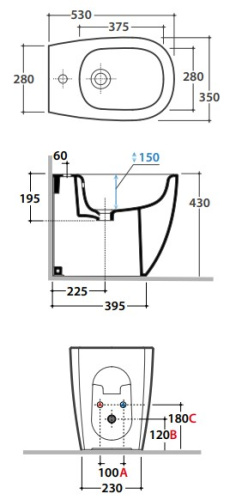 Биде напольное Globo DAILY DN009BI