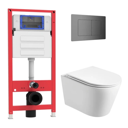 Комплект Oliveeka инсталляция OL-MQ-003 с унитазом OL-6016 и кнопкой OL-E12-BGM