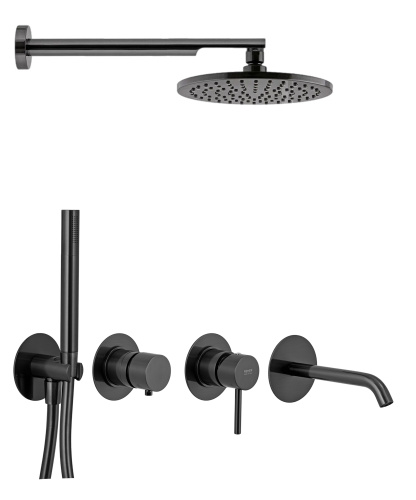 Душевая система Remer X Style X96D3SETCFP, черный брашированный хром