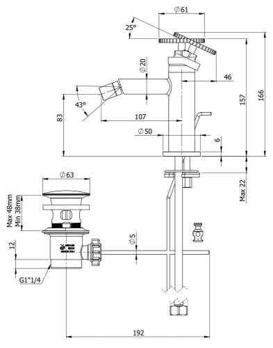 Смеситель для биде Remer Chrono CH20NO, черный матовый