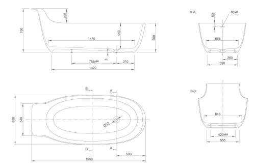 Ванна отдельностоящая Knief K.Stone Prime Oval 0600-010-01