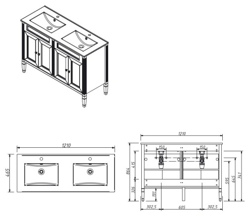 Тумба напольная Caprigo Albion Concept 120 34023-SF015