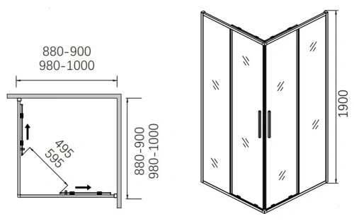 Душевой уголок CeramaLux CL902-90 GREY