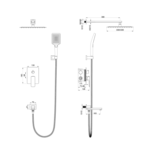 Душевая система Oliveeka OL-939003-BG