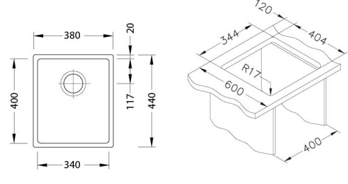 Мойка для кухни Alveus KOMBINO 20 MONARCH COPPER SAT-90 500x400x195 U 1140664