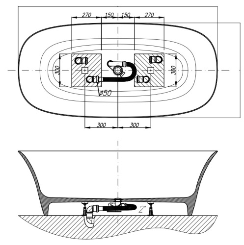 Ванна из искусственного камня Kolpa-San Blanche FS 180x85 Black