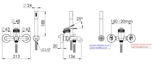 Смеситель для ванны Remer Atelier AL02, хром