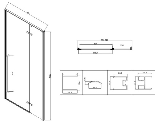 Душевая дверь Vincea Slim-N VDPH-5SN900CLGM