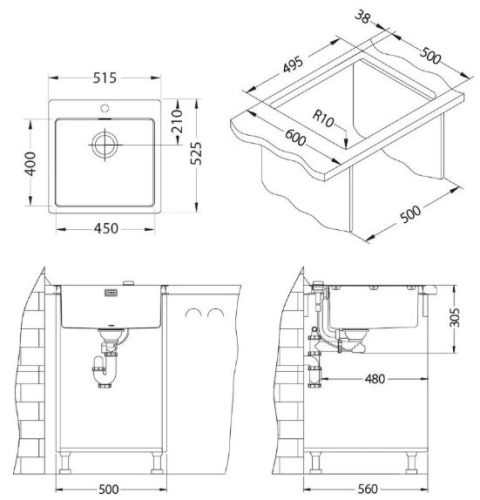 Мойка для кухни Alveus PURE MONARCH 30 COPPER-90 FS 515x525 1122708
