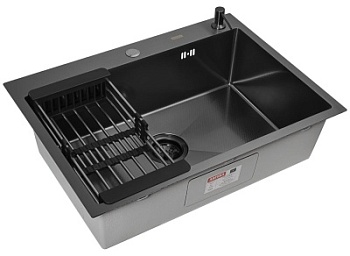 Комплект Arfeka Eco AR мойка 700*500, коландер, дозатор black decor