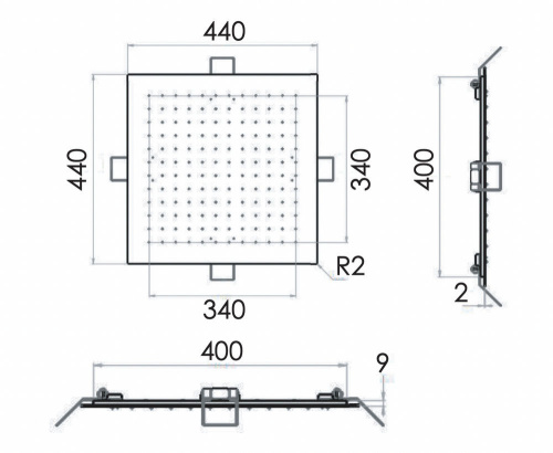 Верхний душ потолочный 44 см Remer 357EFS44