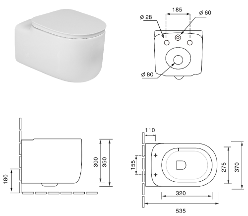Комплект Oliveeka инсталляция OL-MQ-003 с унитазом OL-G27 и кнопкой OL-E12-BN