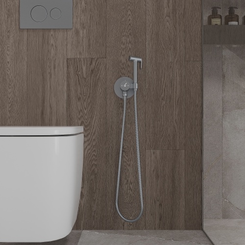 Гигиенический душ с термостатом со смесителем Oliveeka OL-829909+88139017-MB, черный матовый