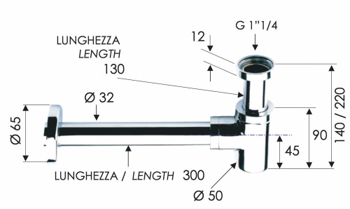 Сифон 1”1/4 Remer 958BCFP, черный брашированный хром