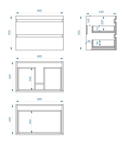 Тумба подвесная Vela Каскад Премиум 70П под Classica (дуб галифакс олово) TU617010
