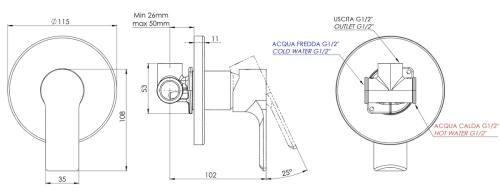 Смеситель для душа Mariani Kali B22179KL, золото брашированное